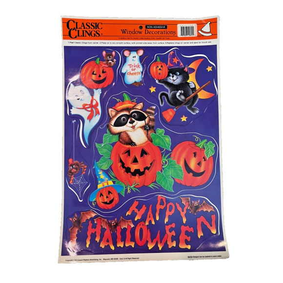 Halloween Decor Wild Pumpkins 1994 Classic Clings Window Clings Stickers NOS - Picture 1 of 7